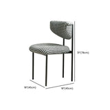Upholstered Metal Open Low Back Armless Dining Chair Image - 16