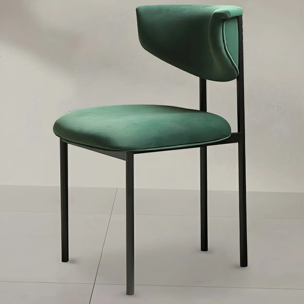 Upholstered Metal Open Low Back Armless Dining Chair Image - 3