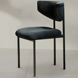 Upholstered Metal Open Low Back Armless Dining Chair Image - 5