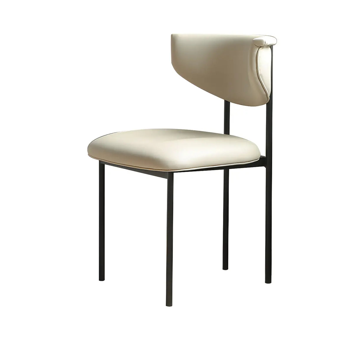 Upholstered Metal Open Low Back Armless Dining Chair Image - 9