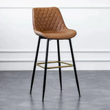 Upholstered Modern Back Bar Stool with Metal Legs Footrest Image - 3