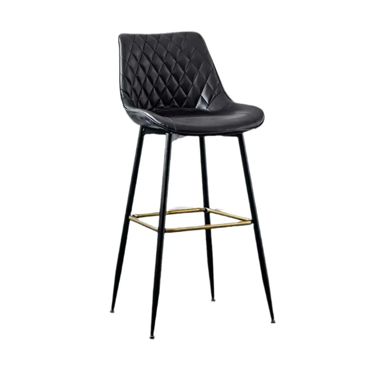 Upholstered Modern Back Bar Stool with Metal Legs Footrest Image - 4