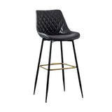 Upholstered Modern Back Bar Stool with Metal Legs Footrest Image - 4