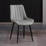 Upholstered Modern Leather Dining Chair with Padded Seat Image - 2