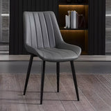 Upholstered Modern Leather Dining Chair with Padded Seat Image - 3
