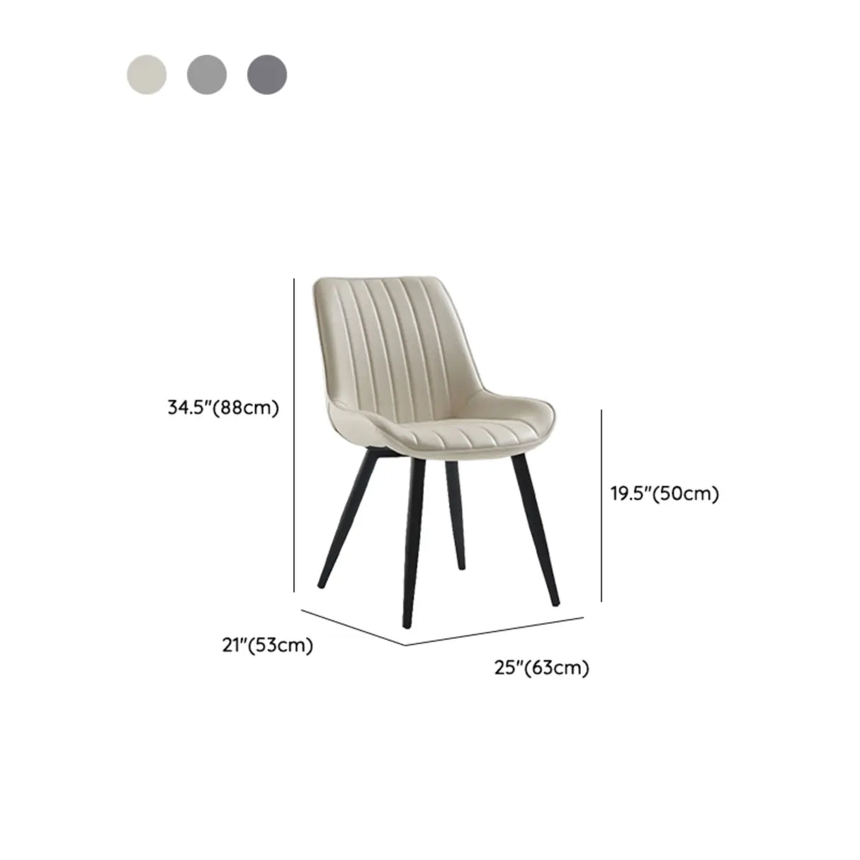 Upholstered Modern Leather Dining Chair with Padded Seat 
