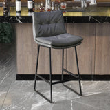 Upholstered Modern Leather Saddle Bar Stool with Metal Base Image - 5