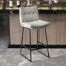 Upholstered Modern Leather Saddle Bar Stool with Metal Base Image - 7