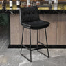 Upholstered Modern Leather Saddle Bar Stool with Metal Base Image - 9