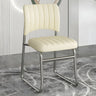 Upholstered Open Low Back Metal Dining Side Chair Image - 2