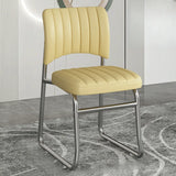 Upholstered Open Low Back Metal Dining Side Chair Image - 5