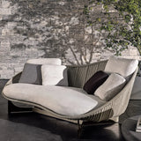 UV Resistant Cream Gray Outdoor Round Wicker Patio Sofa Image - 4