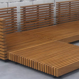 UV Resistant Grey Cushions Outdoor Teak Sectional Sofa Set Image - 7