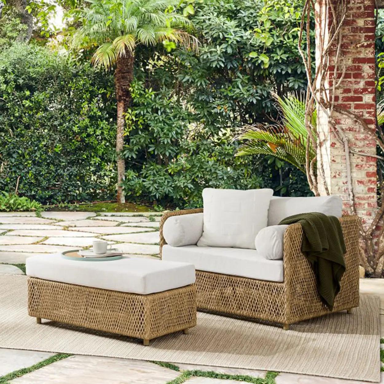 UV Resistant Light Brown Woven Frame Outdoor Patio Sofa Set Image - 2