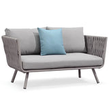 UV Resistant Modish Rope Woven Beige Patio Set with Cushions Image - 10
