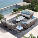 UV Resistant Modish Rope Woven Beige Patio Set with Cushions Image - 1