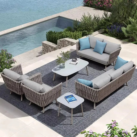 UV Resistant Modish Rope Woven Beige Patio Set with Cushions Image - 1