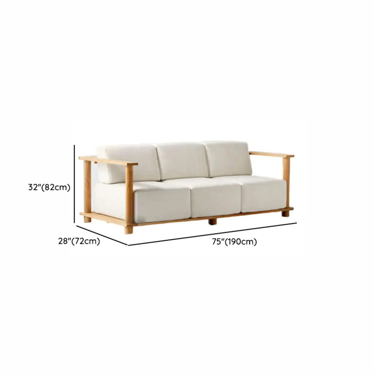UV Resistant Outdoor Beige Wood Frame Patio Sofa Set Image - 7