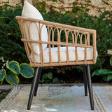 UV Resistant Outdoor Upholstered Rattan White Patio Sofa Set Image - 7