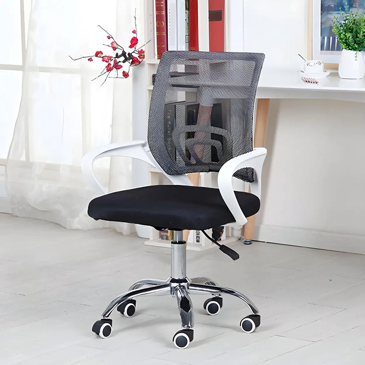 Various Colors Ergonomic Mesh Office Chair with Fixed Arms Image - 16