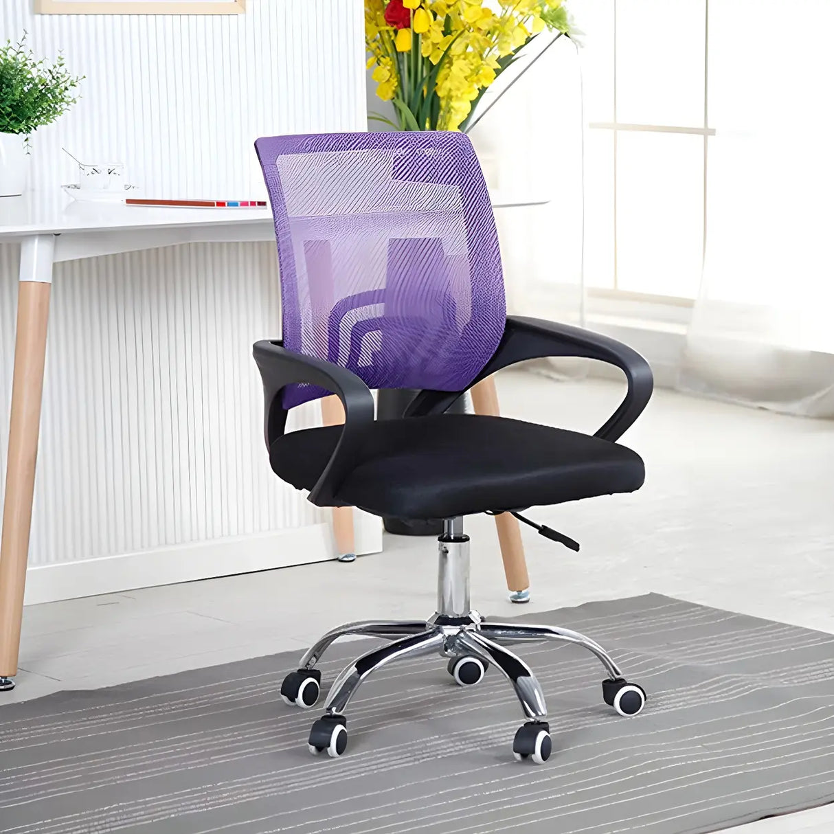Various Colors Ergonomic Mesh Office Chair with Fixed Arms Image - 9