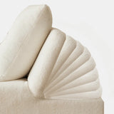 Versatile Cream Twin Square Fabric Foldable Futon Sofa Image - 6