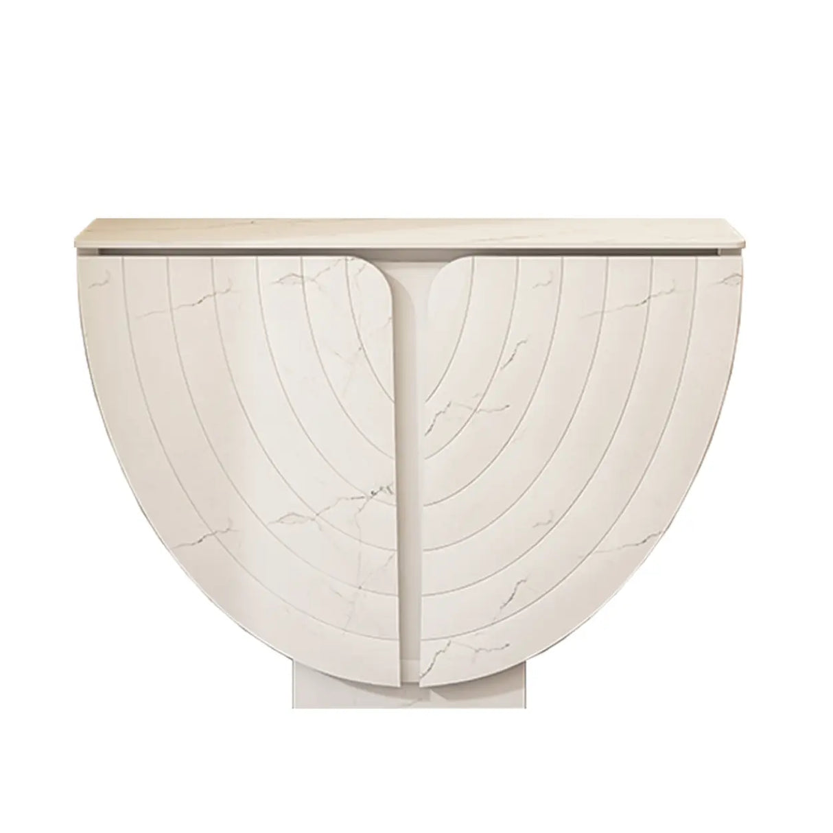 Versatile Curved Pedestal Marble White Storage Console Table Image - 5