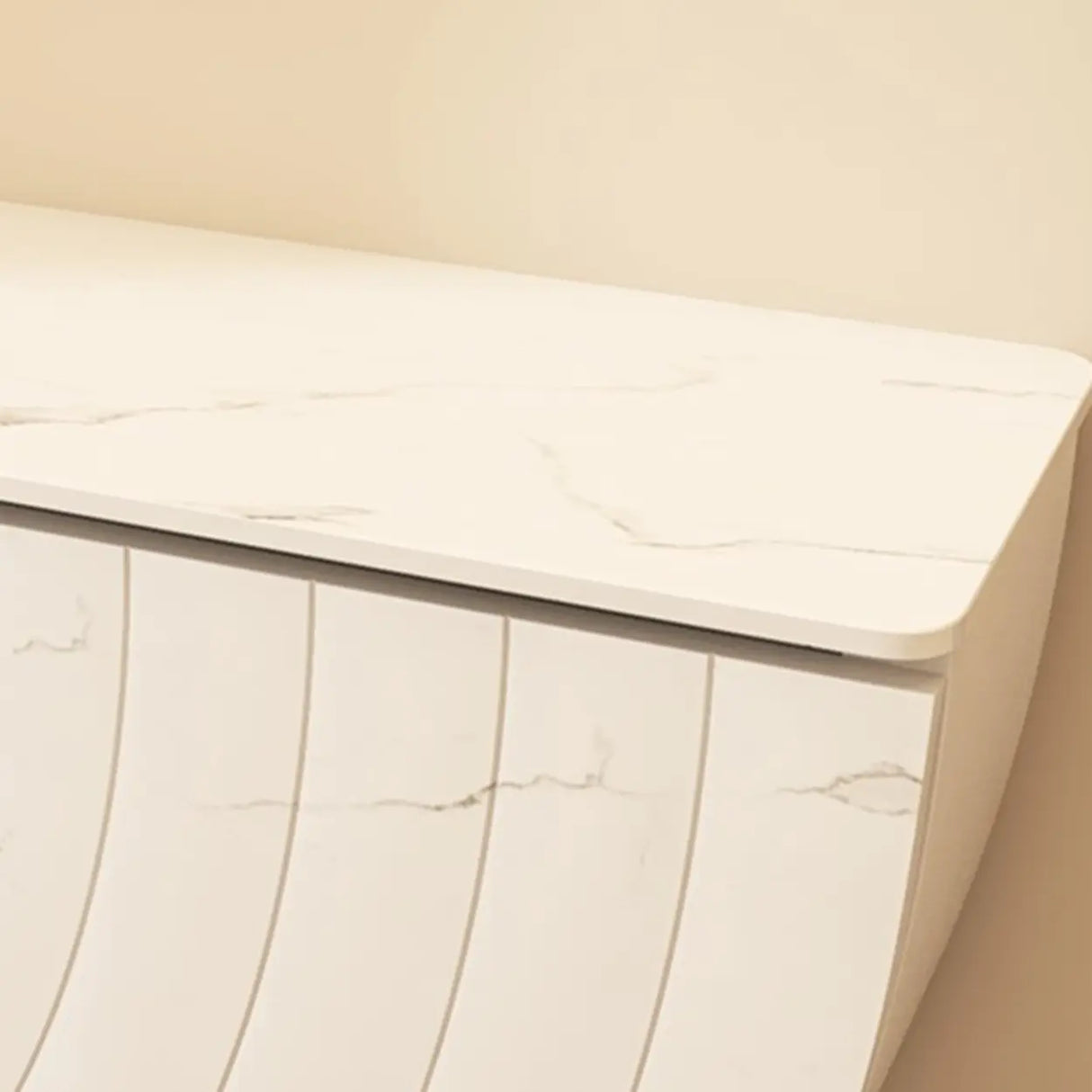 Versatile Curved Pedestal Marble White Storage Console Table Image - 6