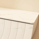 Versatile Curved Pedestal Marble White Storage Console Table Image - 6