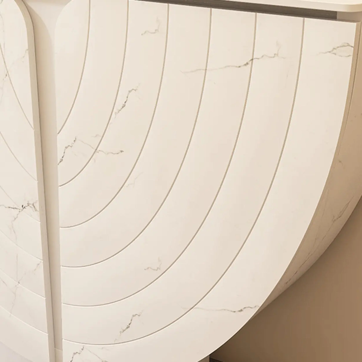Versatile Curved Pedestal Marble White Storage Console Table Image - 7