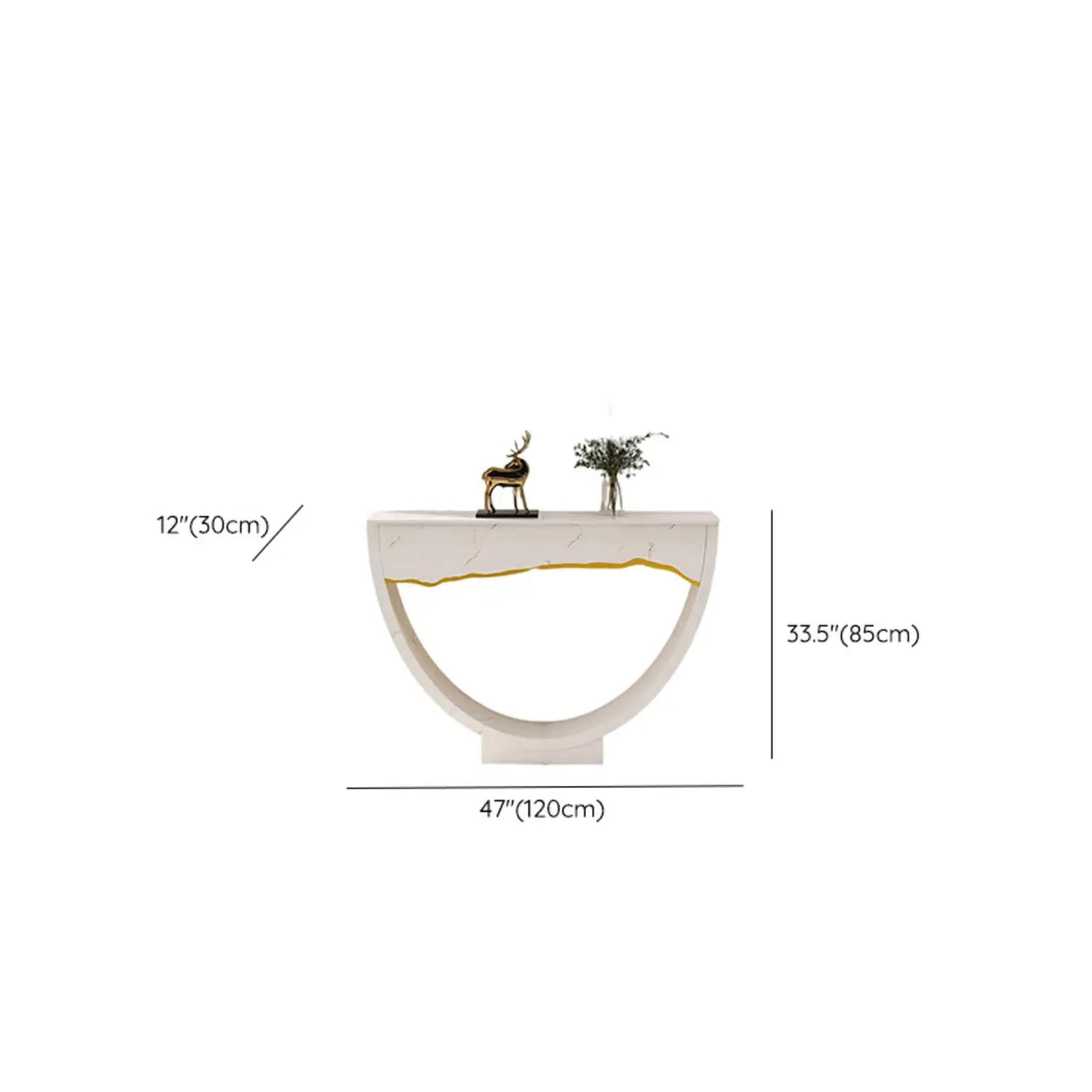 Versatile Curved Pedestal Marble White Storage Console Table Image - 9