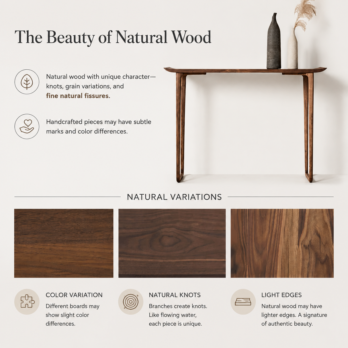 Versatile Rectangular Elm Cocoa Sleek Entryway Table Image - 15