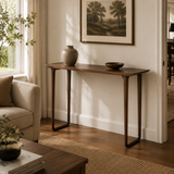 Versatile Rectangular Elm Cocoa Sleek Entryway Table Image - 18