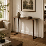 Versatile Rectangular Elm Cocoa Sleek Entryway Table Image - 3