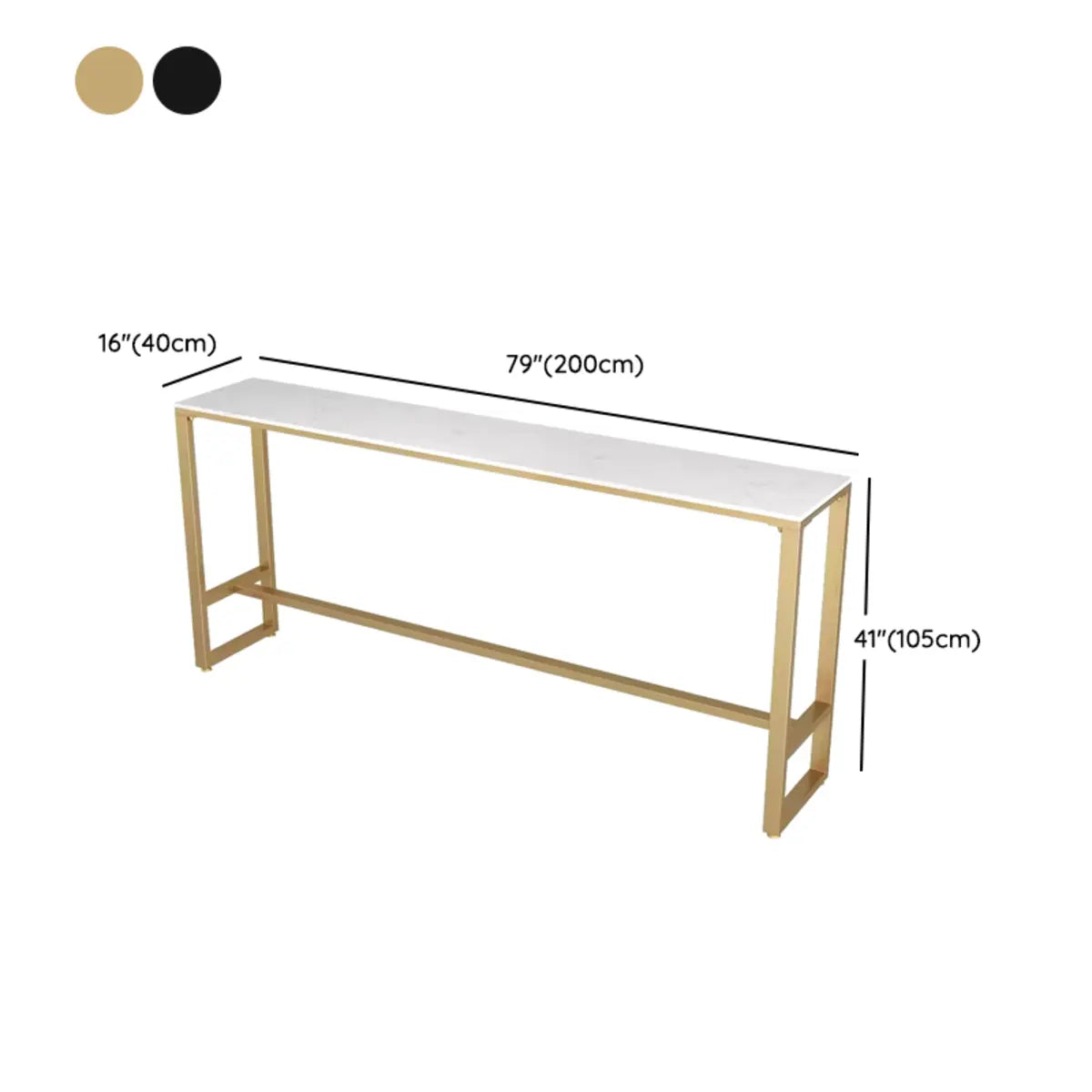 Versatile White-Gold Rectangle Tall Granite Bar Table Image - 12