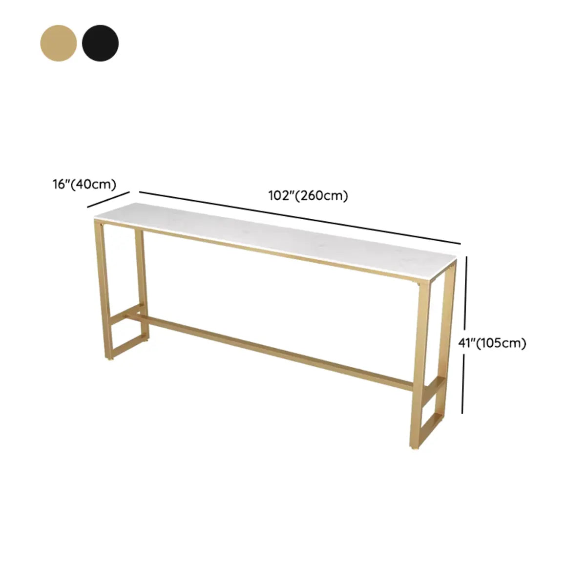 Versatile White-Gold Rectangle Tall Granite Bar Table Image - 15