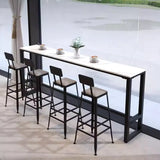 Versatile White-Gold Rectangle Tall Granite Bar Table Image - 3
