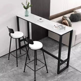 Versatile White-Gold Rectangle Tall Granite Bar Table Image - 4