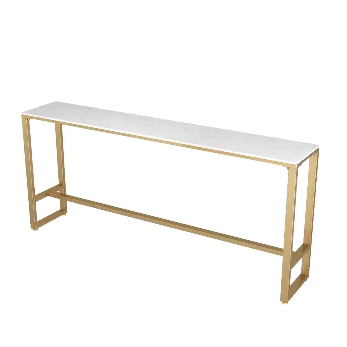 Versatile White-Gold Rectangle Tall Granite Bar Table Image - 5