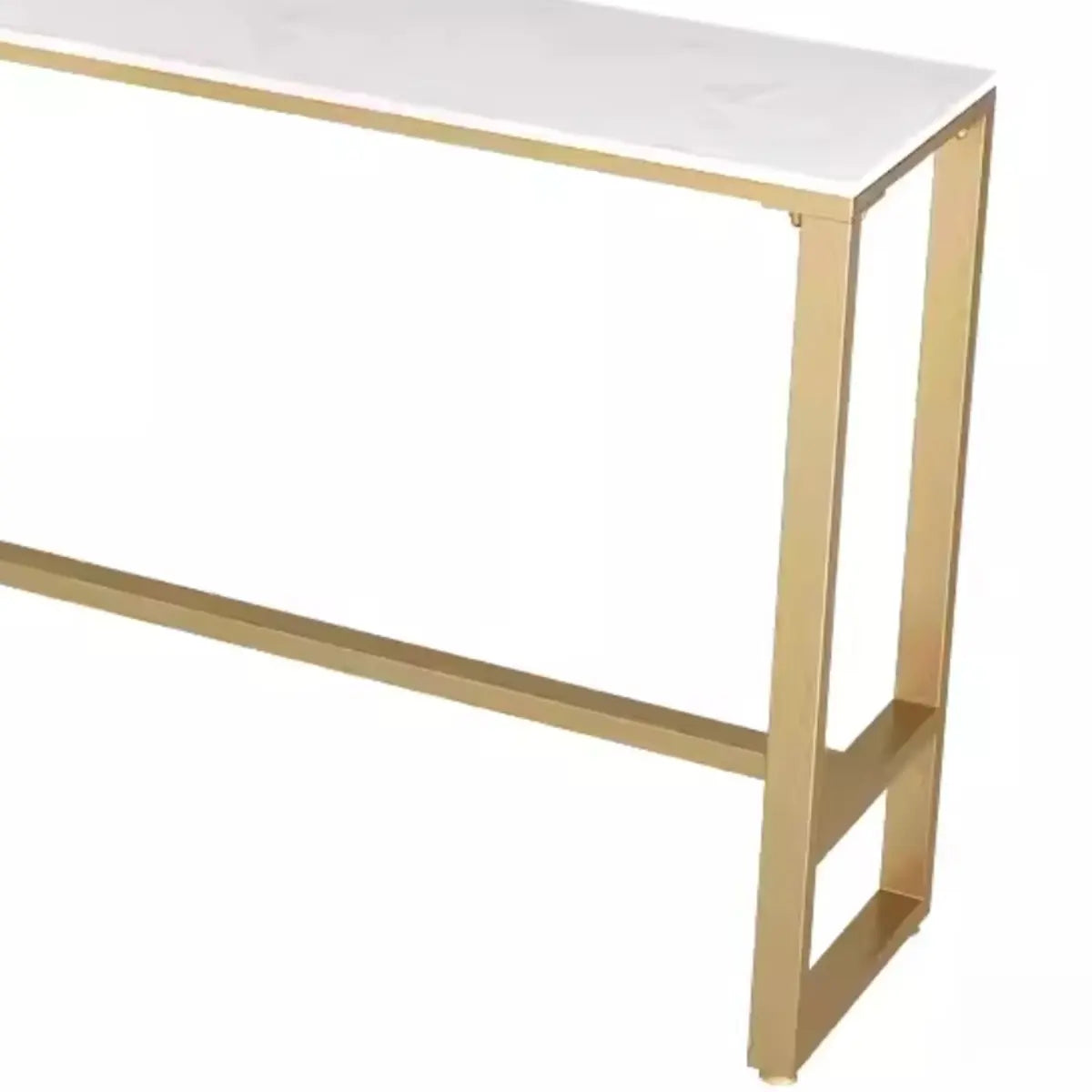 Versatile White-Gold Rectangle Tall Granite Bar Table Image - 7