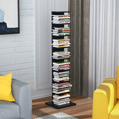 Vertical Etagere Closed Back Wood Storage Spine Bookcase Image - 1