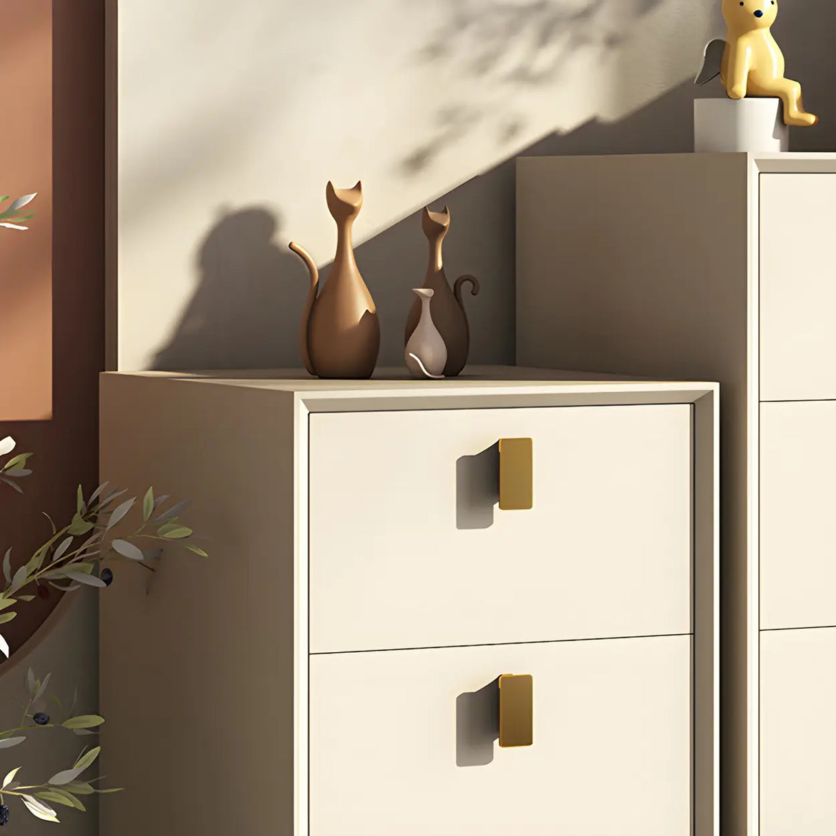 Vertical Glam Beige Pine Wood Dresser for Bedroom Image - 13