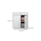 Vertical Grey Steel Filing Cabinet with Lock and Drawers Image - 31