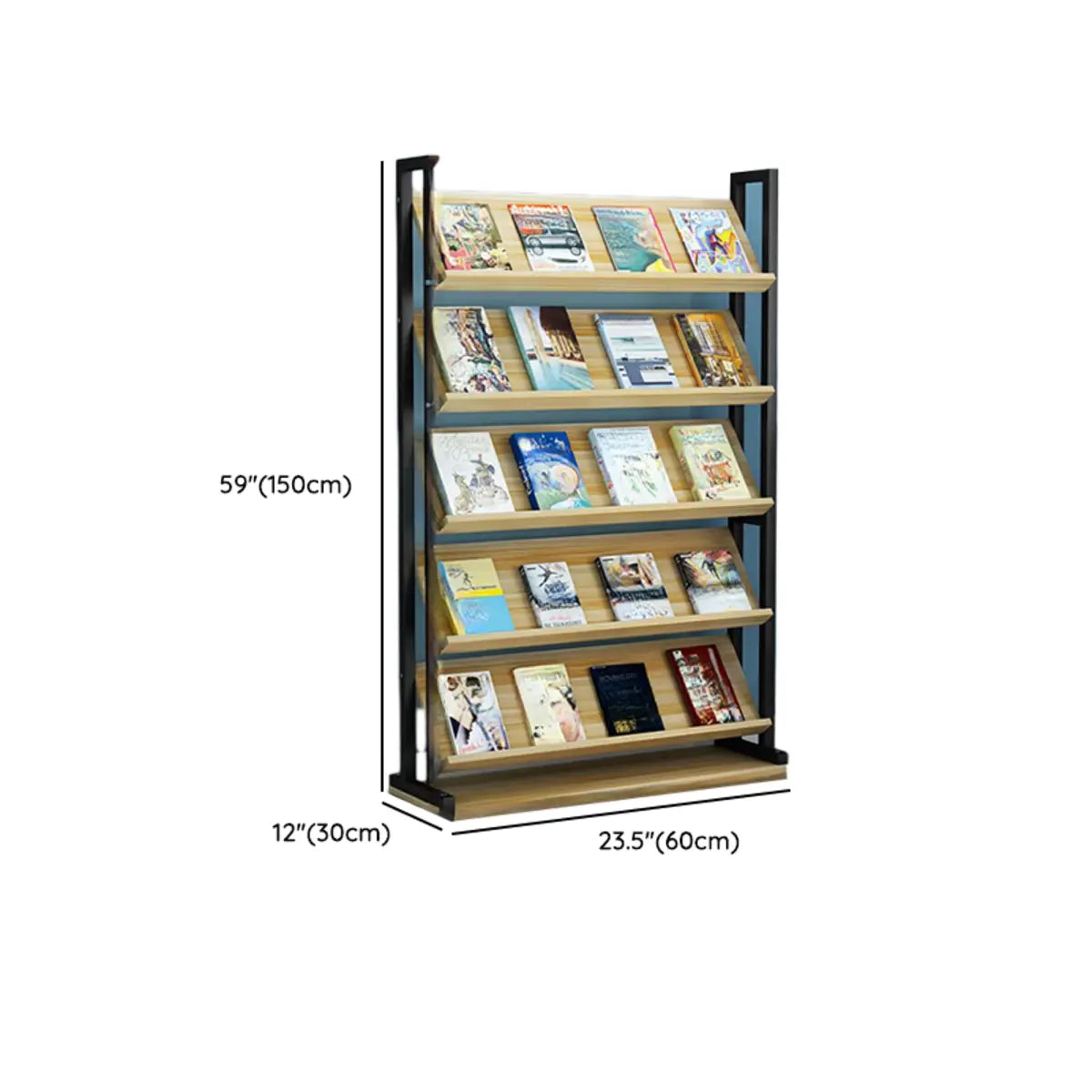 Vertical Industrial Open Back Natural Wood Bookshelf Image - 10