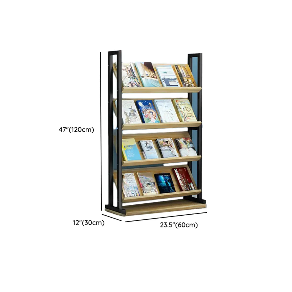 Vertical Industrial Open Back Natural Wood Bookshelf Image - 12