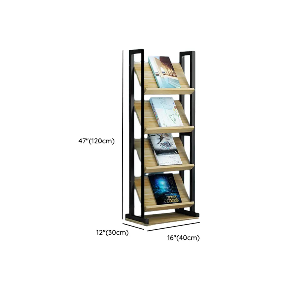 Vertical Industrial Open Back Natural Wood Bookshelf Image - 16