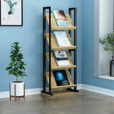 Vertical Industrial Open Back Natural Wood Bookshelf Image - 3