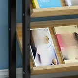 Vertical Industrial Open Back Natural Wood Bookshelf Image - 4