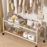 Vertical Metal Open Storage Black Organizer Rack with Basket Image - 21