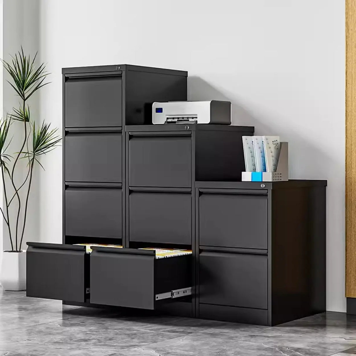 Vertical Metal White File Cabinet with Secure Storage Image - 2